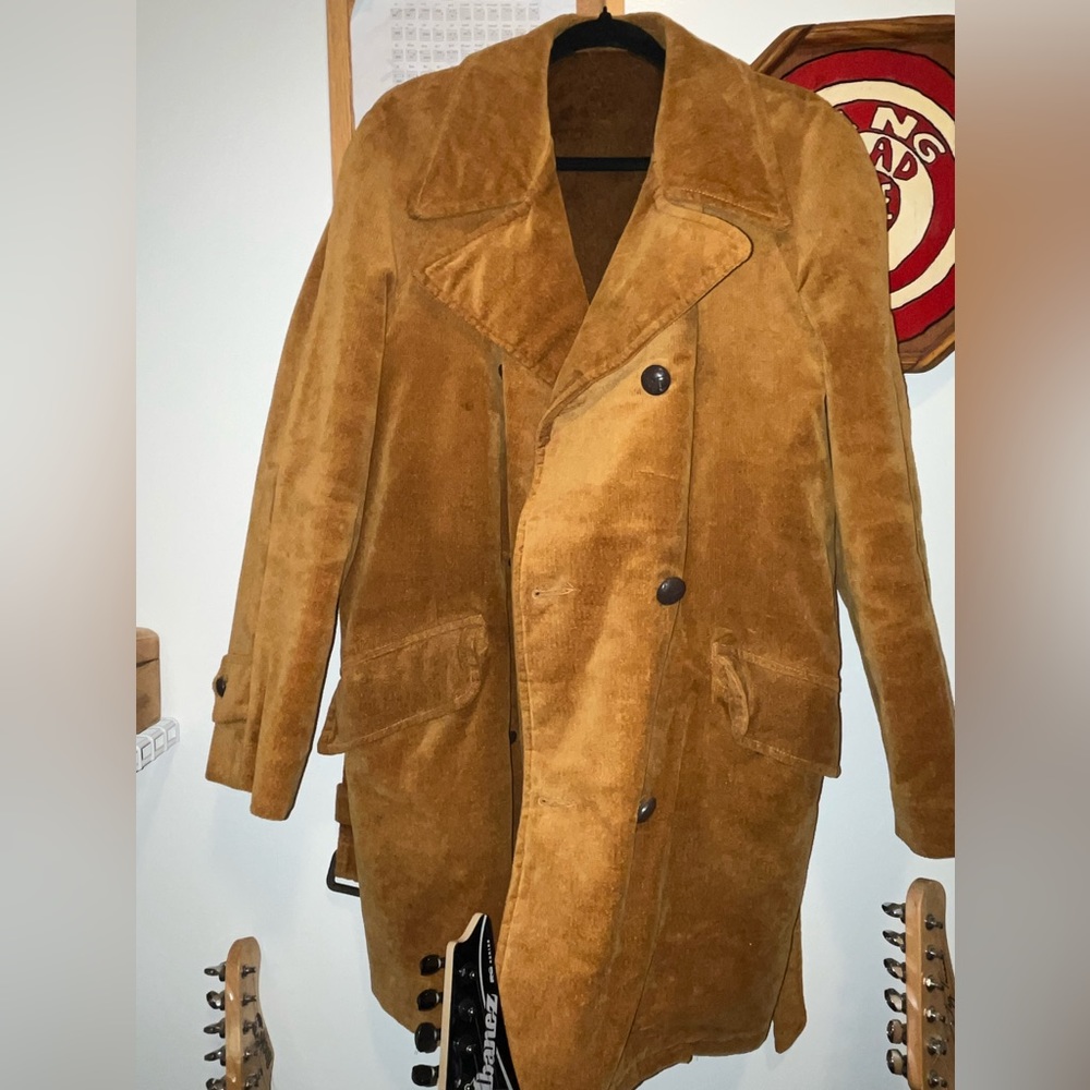 VINTAGE velvet pea coat - size L/XL